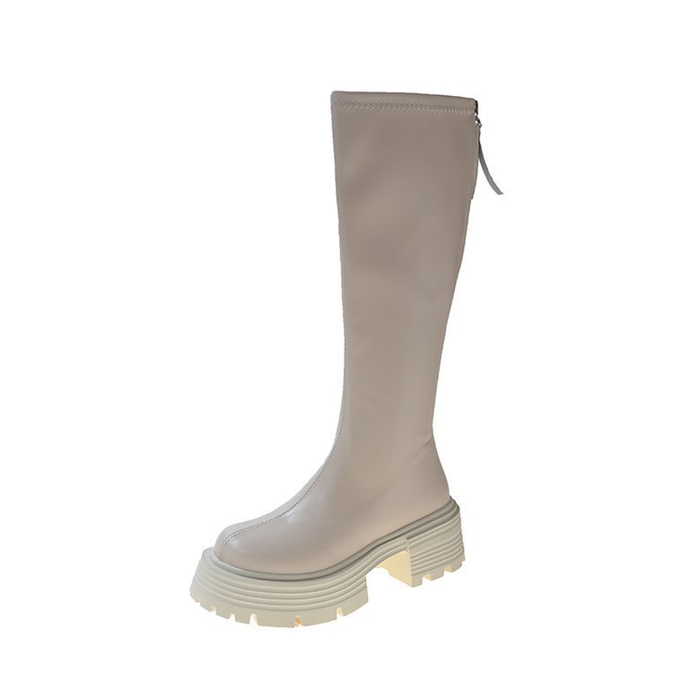 Botas altas con plataforma y tacón bajo por debajo de la rodilla para mujer, otoño e invierno, con tacón bajo