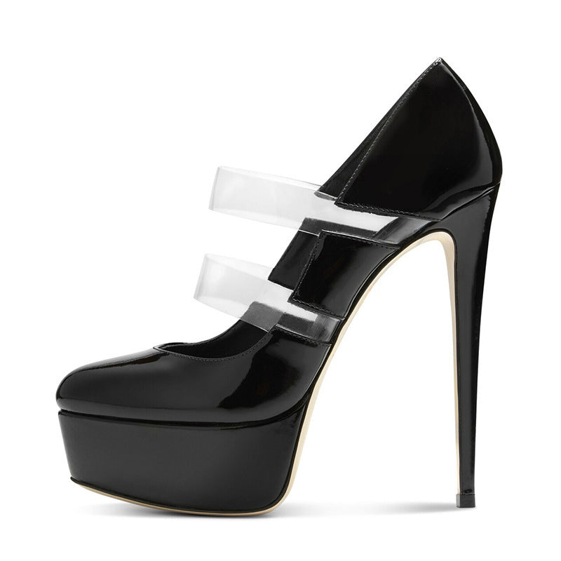 Chaussures pour femmes Plate-forme de couture en PVC Talons hauts