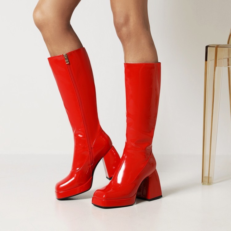 Botas altas de color caramelo con plataforma impermeable a la moda para mujer