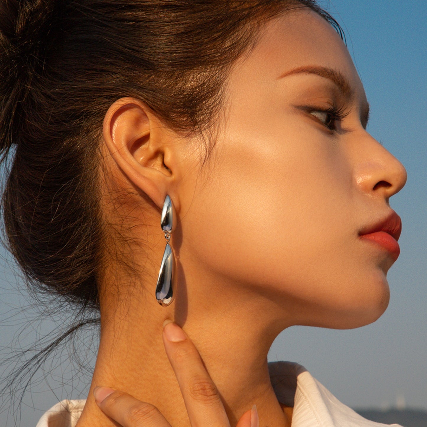 Boucles d'oreilles pendantes en acier inoxydable