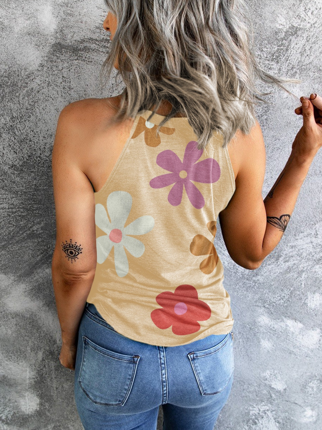 Camisola estampada con cuello griego