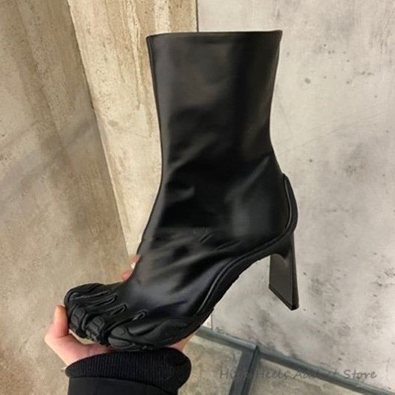 Bottes extensibles simples à talons hauts à cinq doigts pour femmes