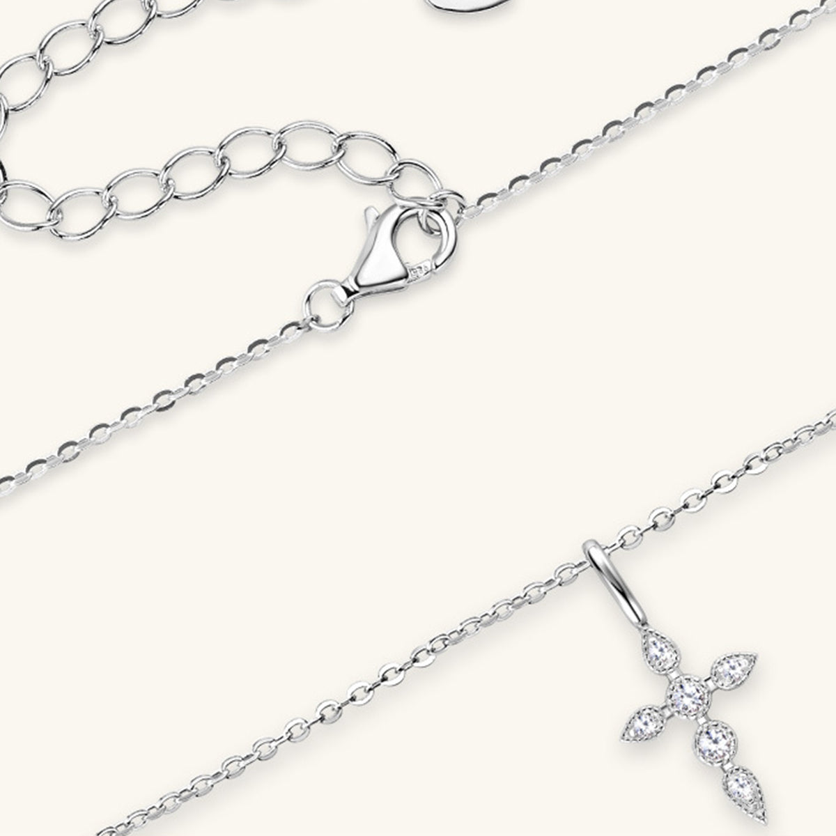 Collier pendentif croix moissanite en argent sterling 925