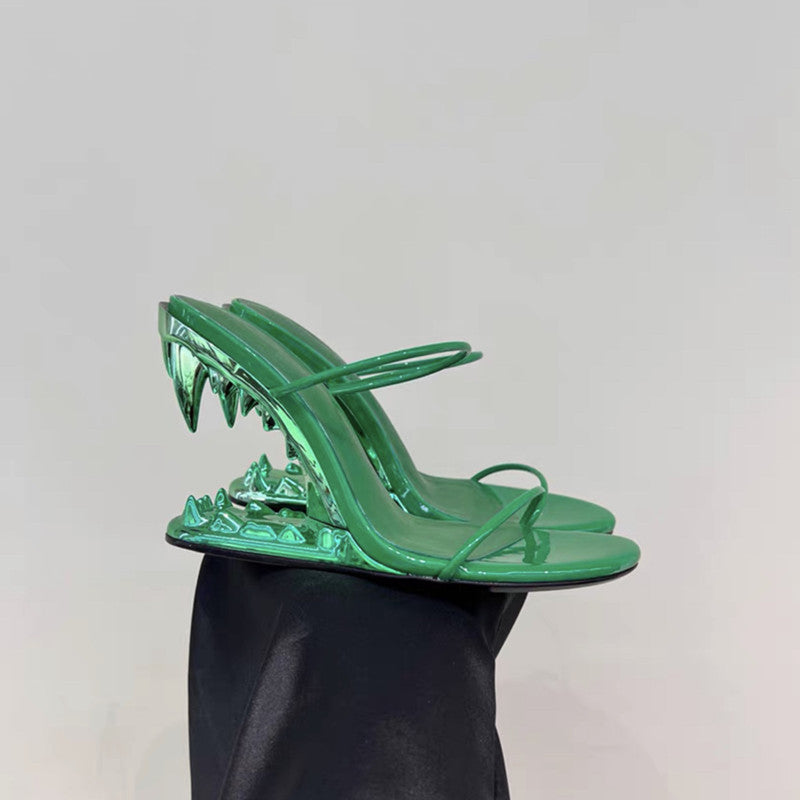 Metal High Heeled Fangs Sandals