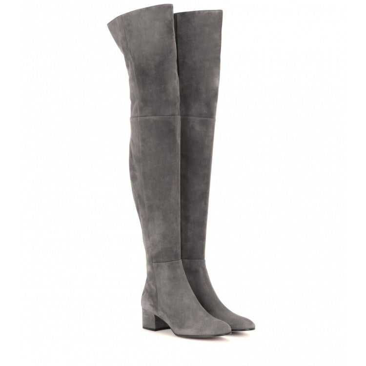 Flat Boots Over The Knee Boots Gray Women's Boots High Boots