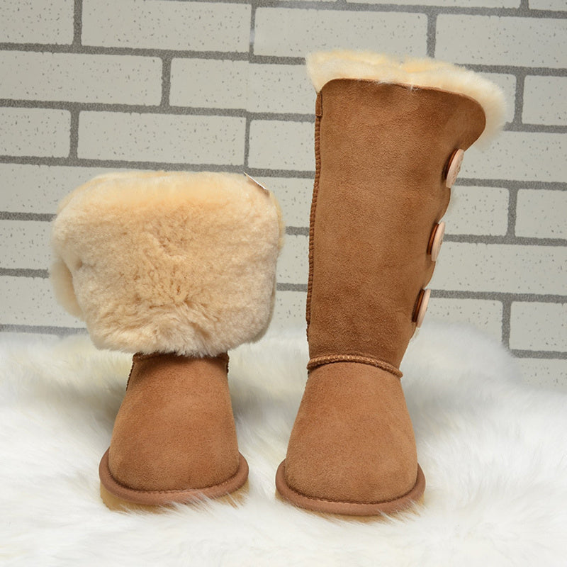 Snow boots women's fur one high tube