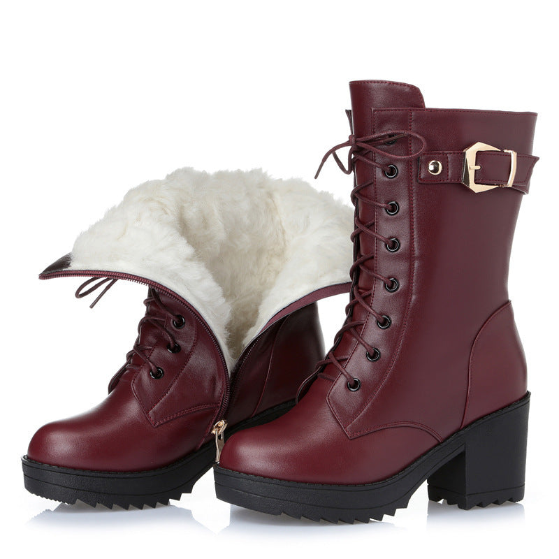 Bottes Martin en cuir pour femmes, bottes en coton