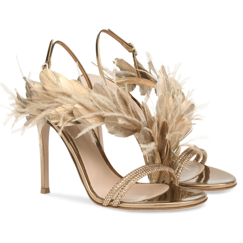 Plumes Banquet Talons Hauts Stiletto Femme All Match