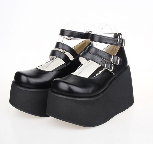 Thick sole muffin shoes double belt single shoes