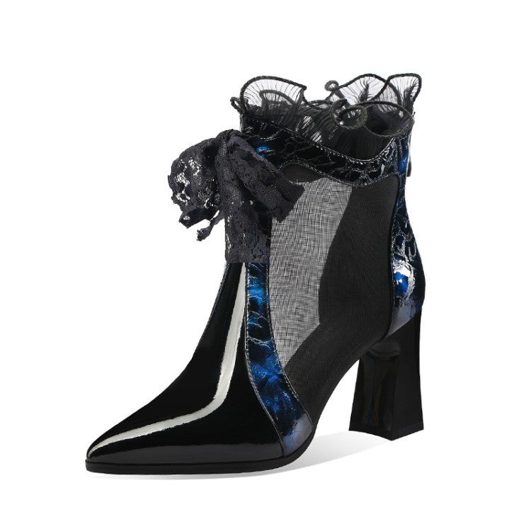 Hollow thick heel tennis boots