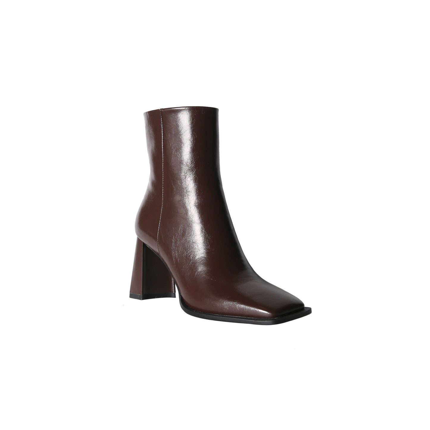 First Layer Cowhide Pigskin Thick Heel Side Zipper And Nude Boots