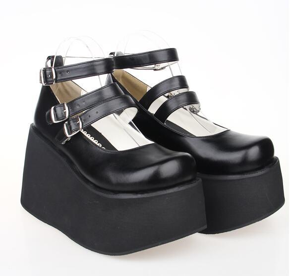 Thick sole muffin shoes double belt single shoes