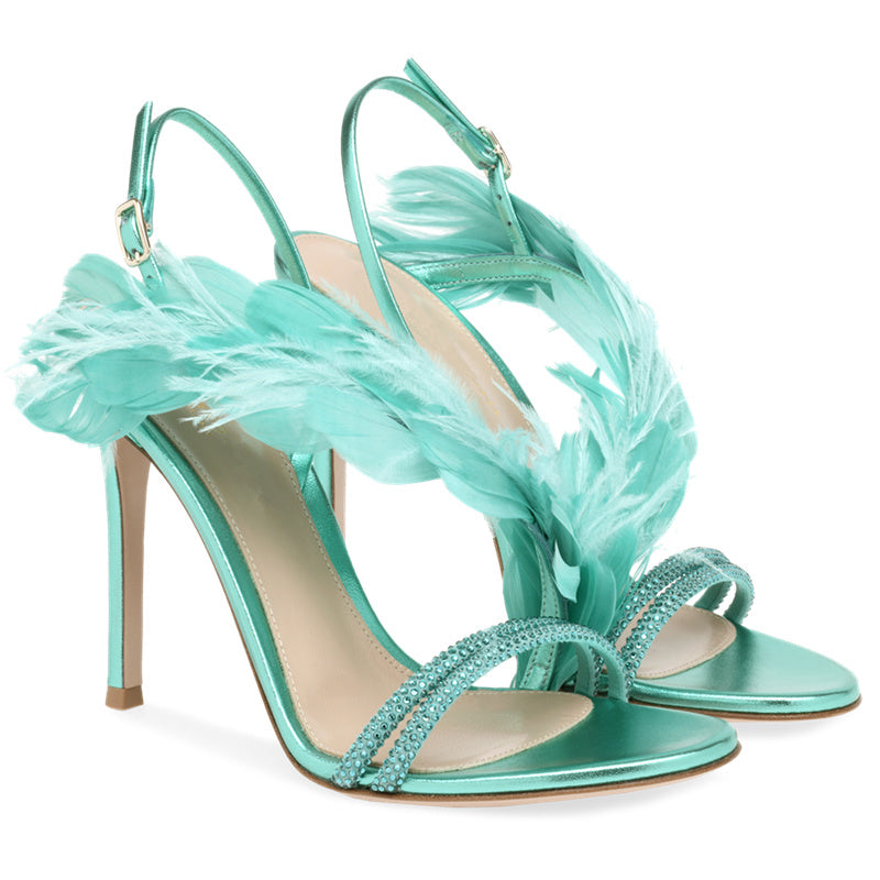 Plumes Banquet Talons Hauts Stiletto Femme All Match