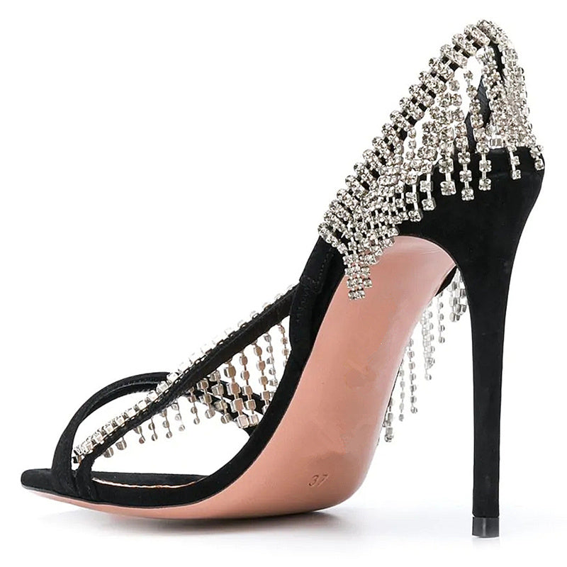 Tacones altos con diamantes de imitación Sandalias de estilo nuevo de verano con tacón de aguja para mujer