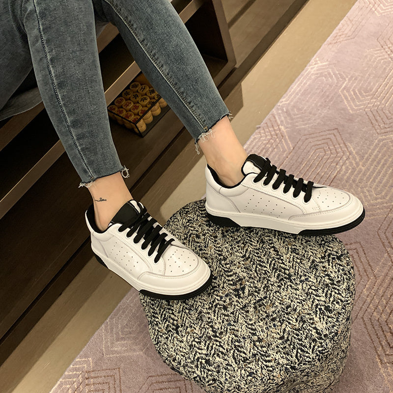 Colorblock Velvet Flat Leather Casual Shoes