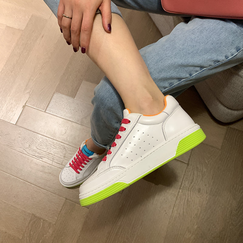 Colorblock Velvet Flat Leather Casual Shoes