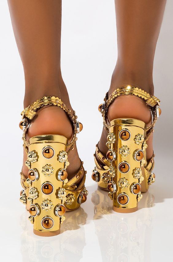 Gold Mirror High Heel Sandals