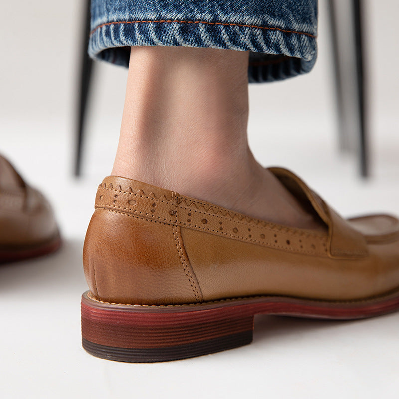 Chaussures en cuir de mouton sculpté Brogue vintage