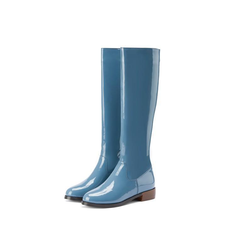 Shoes Women'S Shoes Peacock Blue Boots Low Heel High Boots