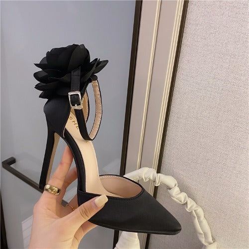 Zapatos de tacón estilo hada, superventas, zapatos individuales de tacón alto puntiagudos de gran tamaño para mujer