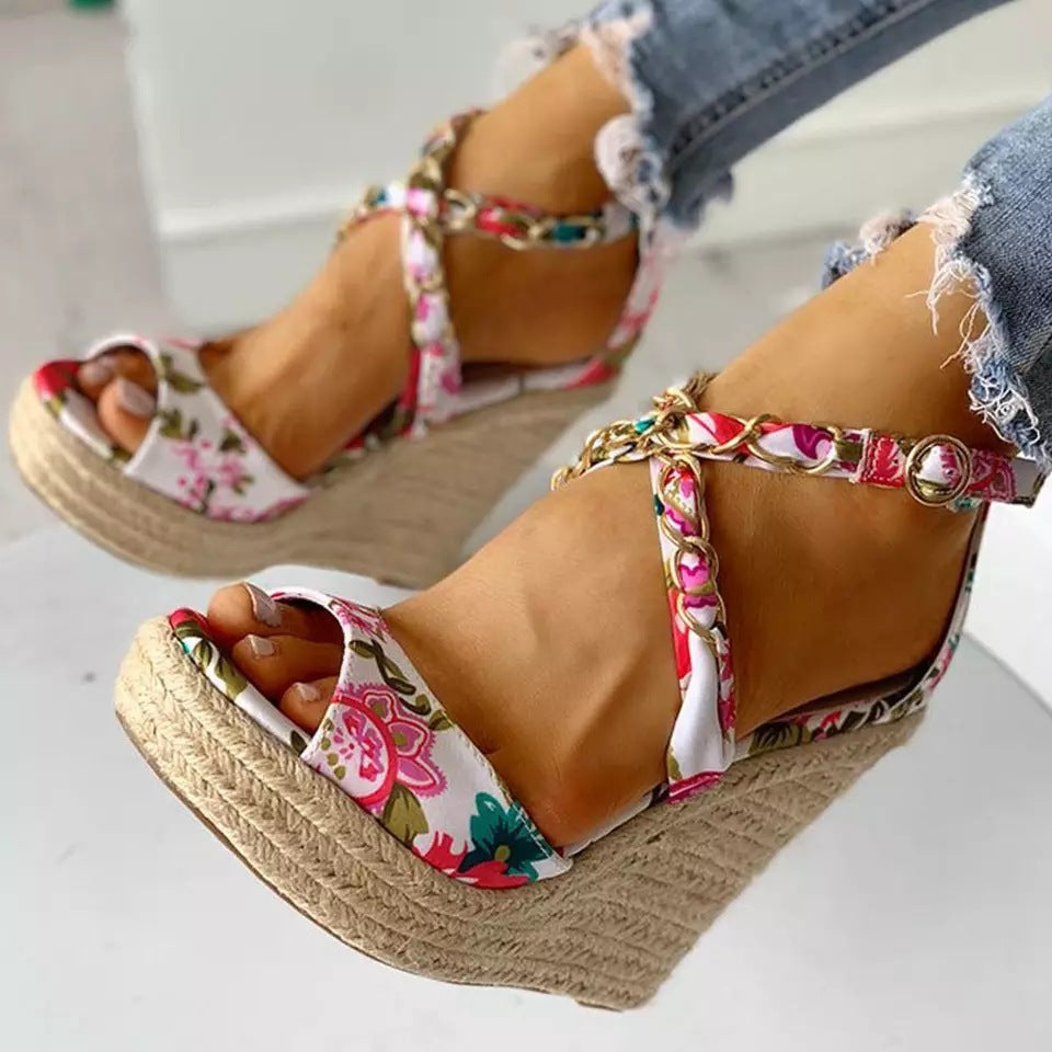 Zapatos de mujer de talla grande Zapatos de mujer con tacón de cuña Sandalias Verano