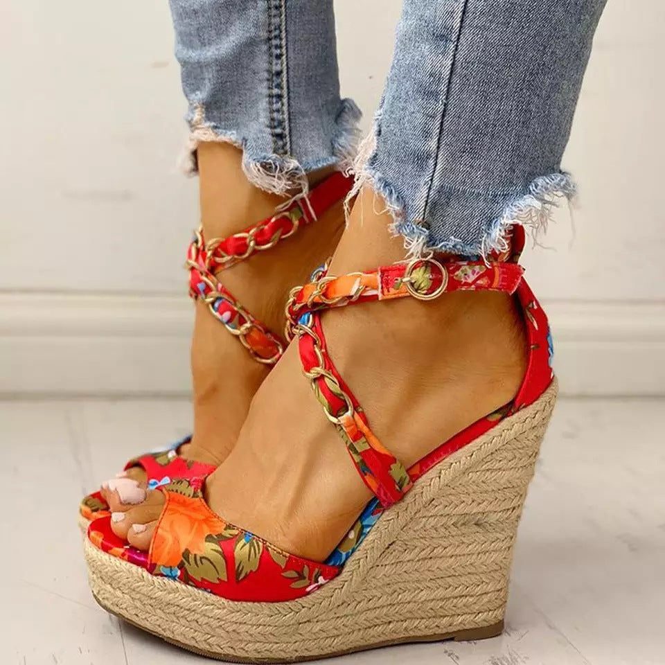 Zapatos de mujer de talla grande Zapatos de mujer con tacón de cuña Sandalias Verano