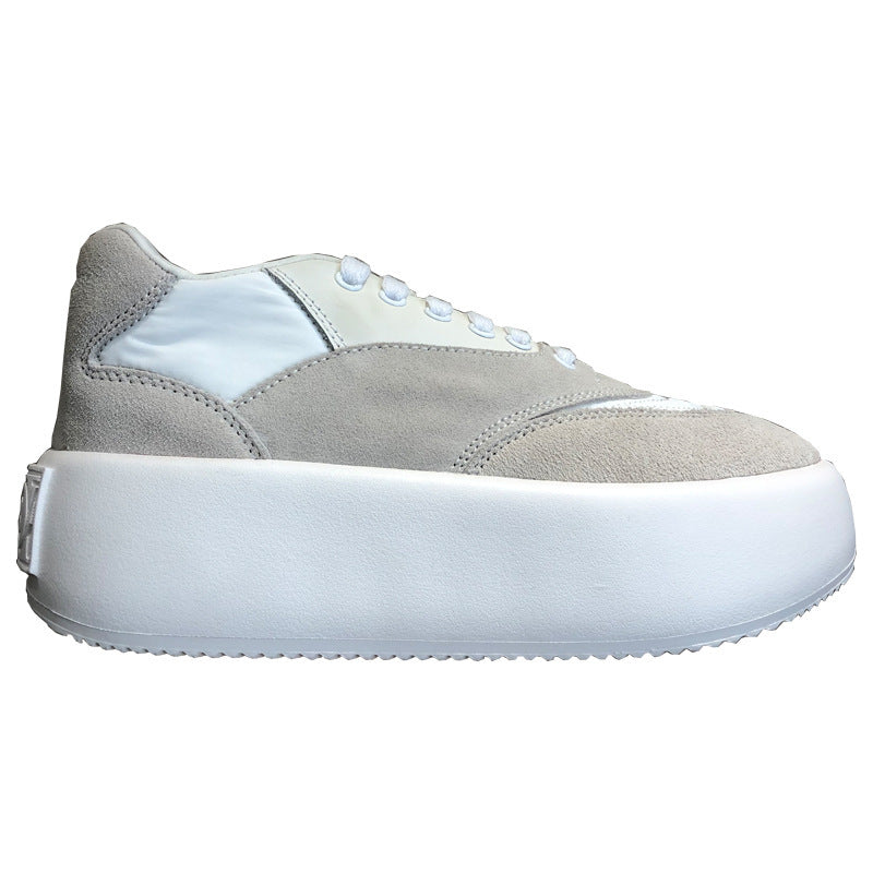 Chaussures de planche décontractées, Muffin, petites chaussures blanches à semelles épaisses, naine rehaussante pour femmes, chaussures de pain de sport Street Gump