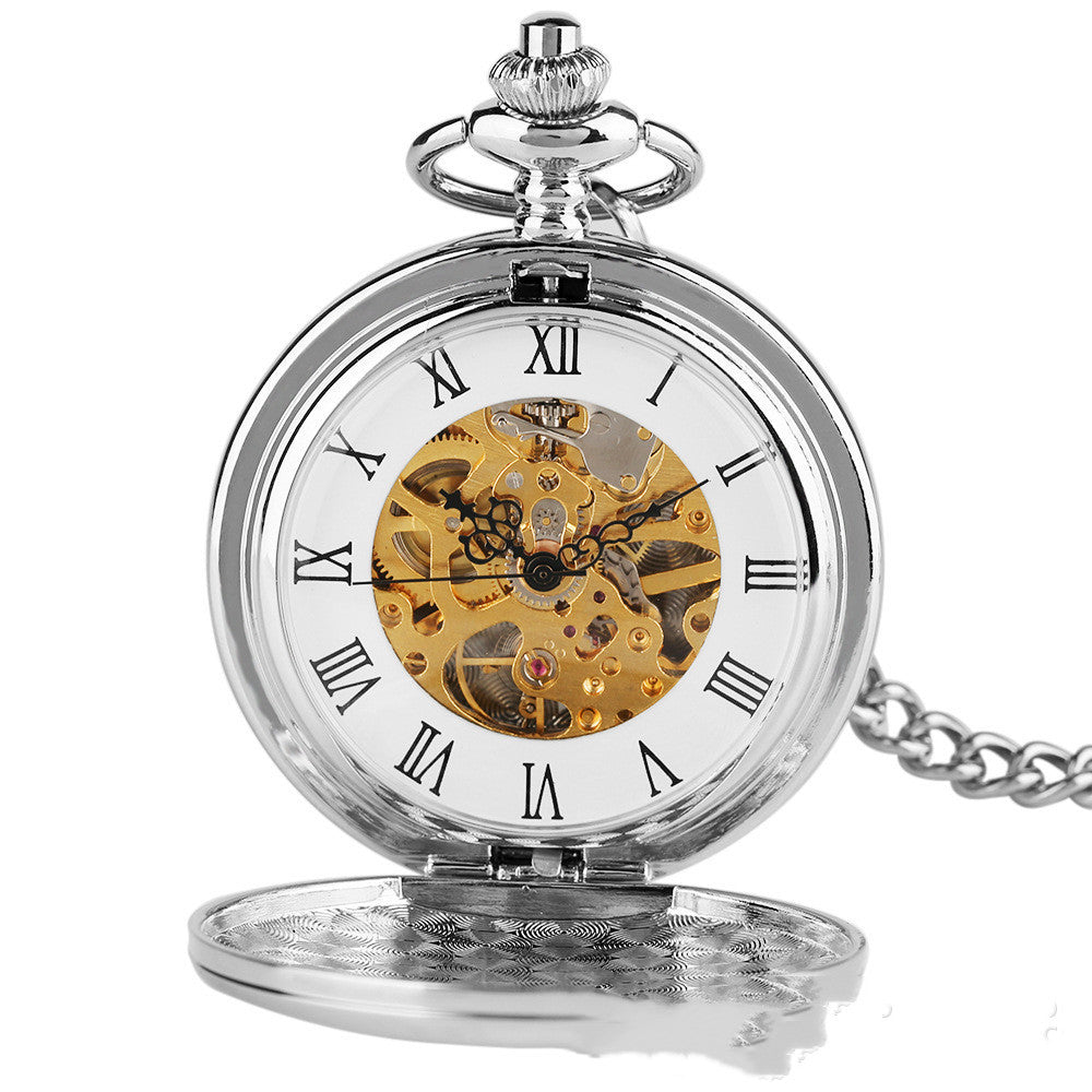 Classic Minimalist Vintage Two-sided Mechanical Pocket Watch