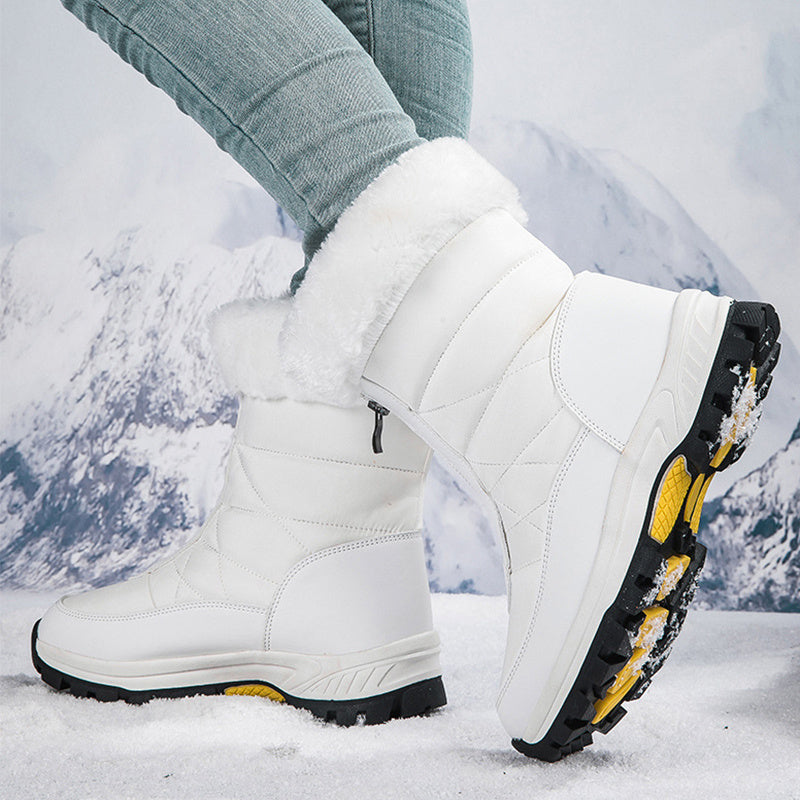 Women's Snow Boots Lightweight Platform Zipper Ankle Boots Winter Keep Warm Plush Shoes Outdoor Thickened High-top Plus Velvet Shoes