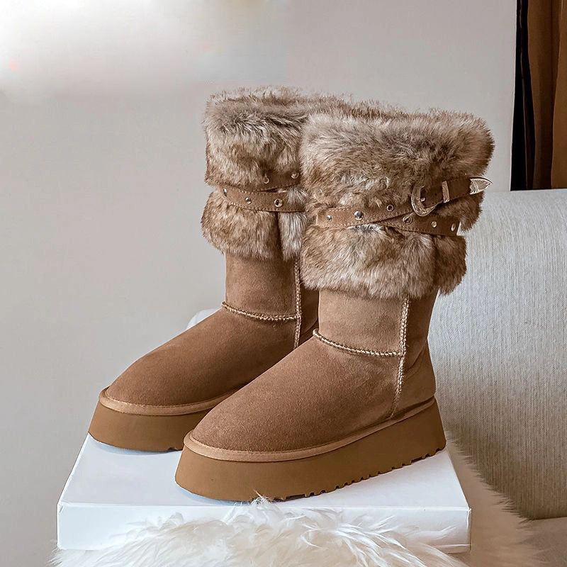 Botas de nieve de invierno con plataforma y relleno de algodón y forro polar de Northeast Snow