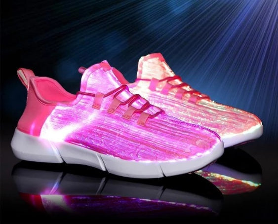 Zapatos LED de fibra óptica, zapatillas brillantes con recarga USB, zapatos iluminados para hombre