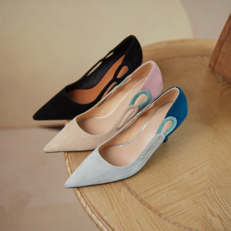 Color Matching High-heeled Shoes With Stiletto Heel And Western Temperament Women's Shoes