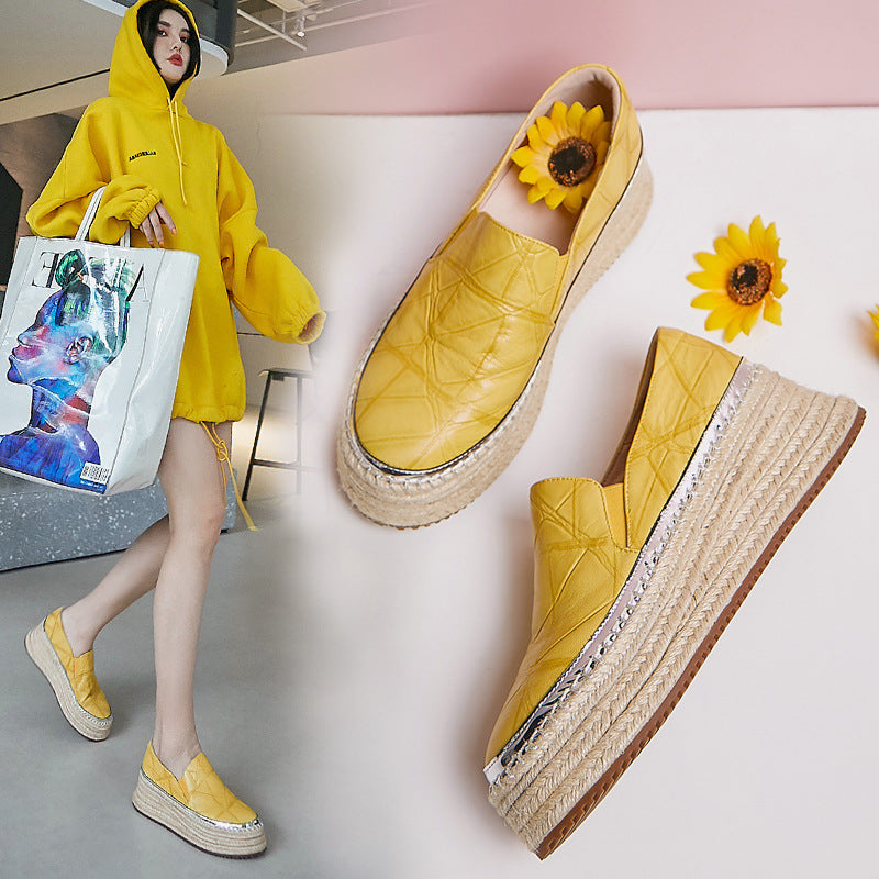 Lazy Single Shoes Yellow High Heel One Pedal Fisherman Shoes