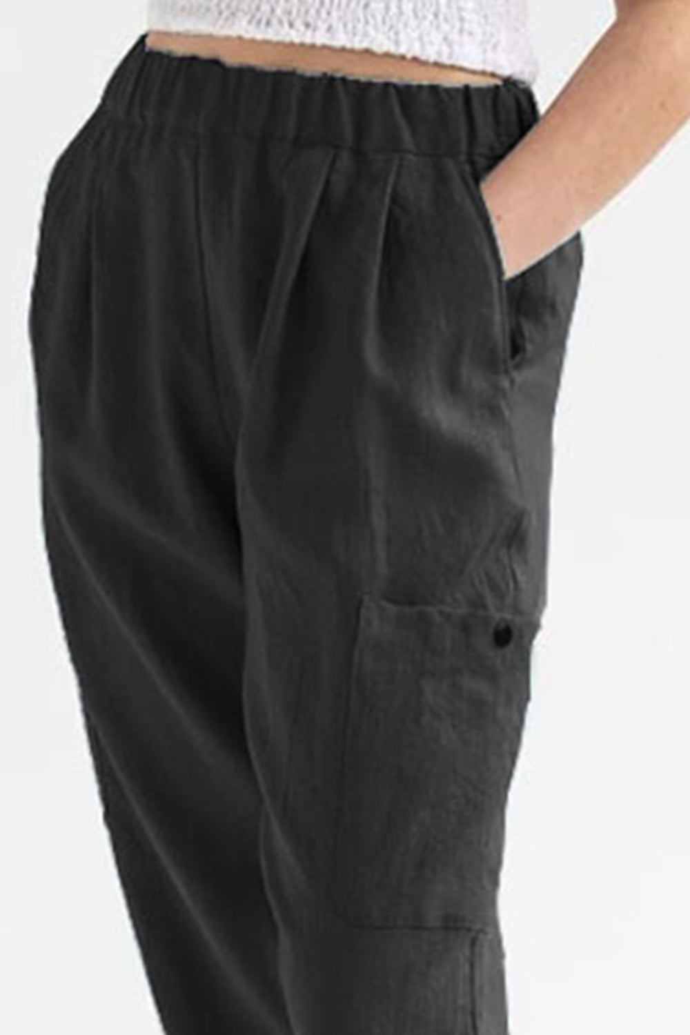 Pocketed Elastic Waist Pants