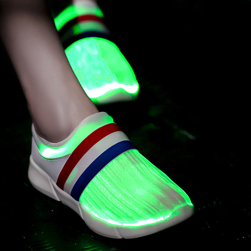 Zapatos LED de fibra óptica, zapatillas brillantes con recarga USB, zapatos iluminados para hombre