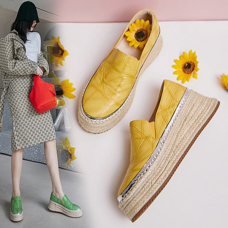 Lazy Single Shoes Yellow High Heel One Pedal Fisherman Shoes