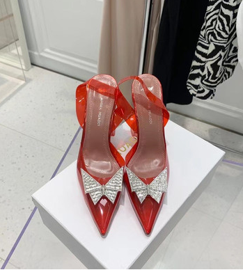 Sandalias de punta estrecha con lazo transparente de PVC para mujer