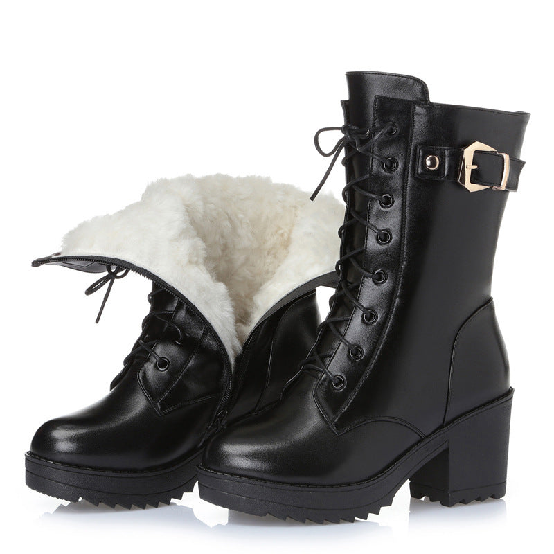 Bottes Martin en cuir pour femmes, bottes en coton