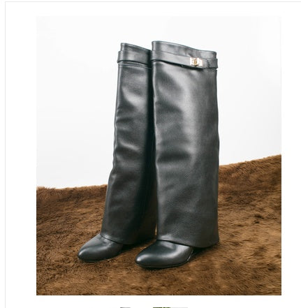 Bottes de mode Catwalk aux genoux, grande taille