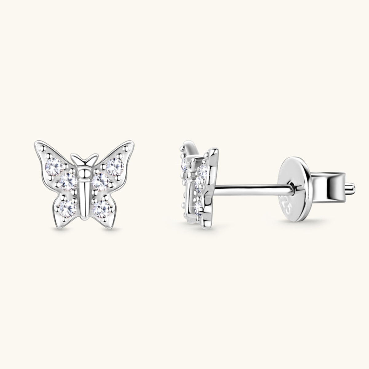 Boucles d'oreilles papillon en argent sterling 925 Moissanite