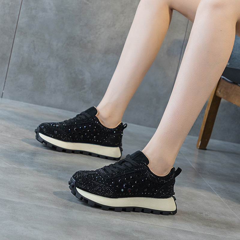 Plataforma Piel Strass Cortez Mujer