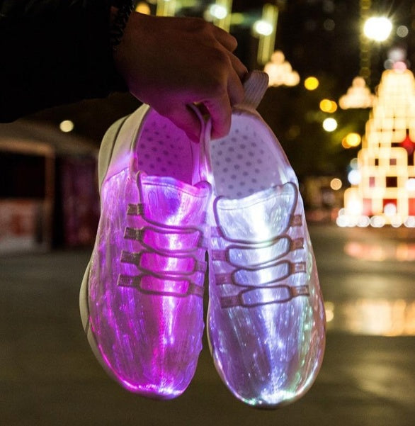 Zapatos LED de fibra óptica, zapatillas brillantes con recarga USB, zapatos iluminados para hombre