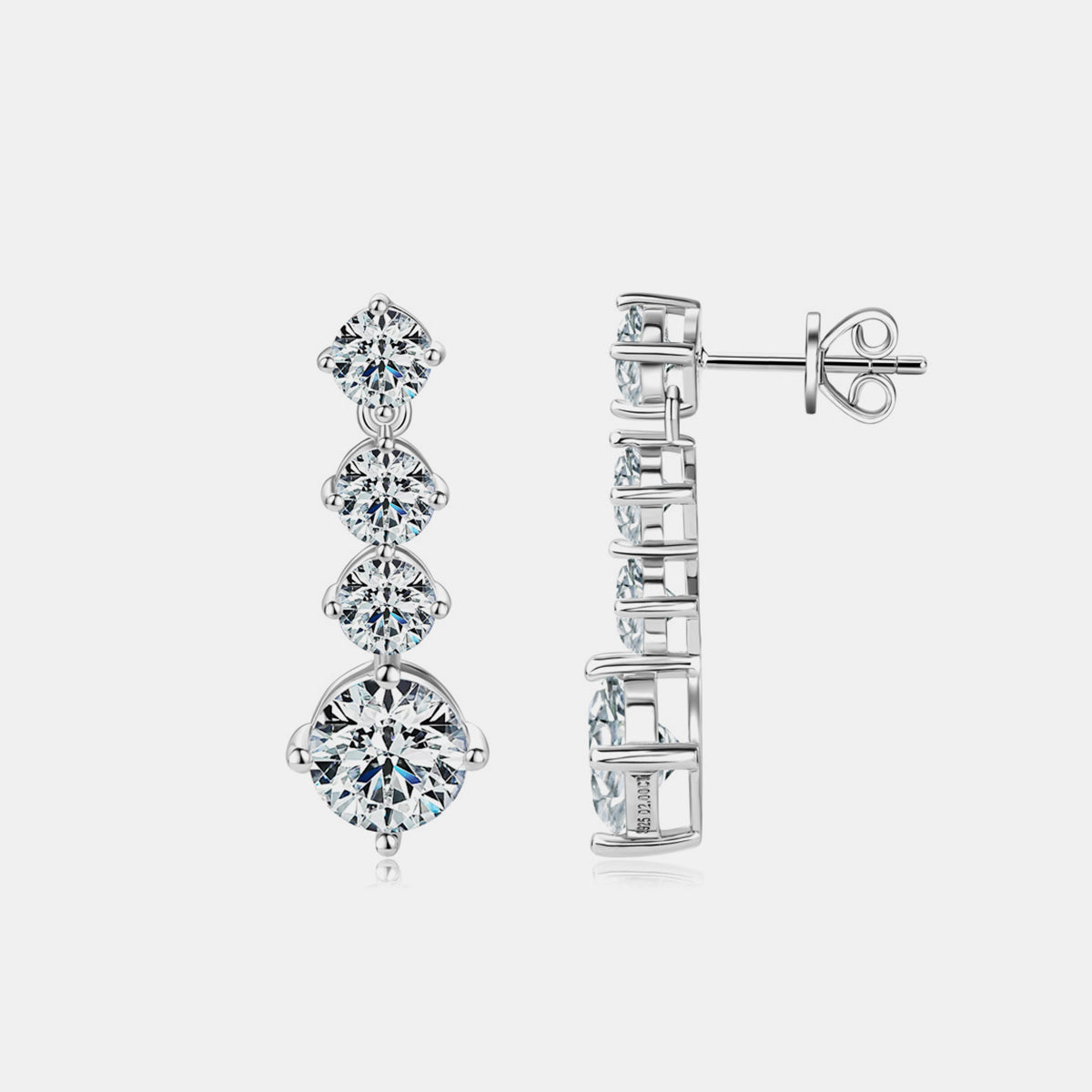 Boucles d'oreilles en argent sterling 925 moissanite 4 carats