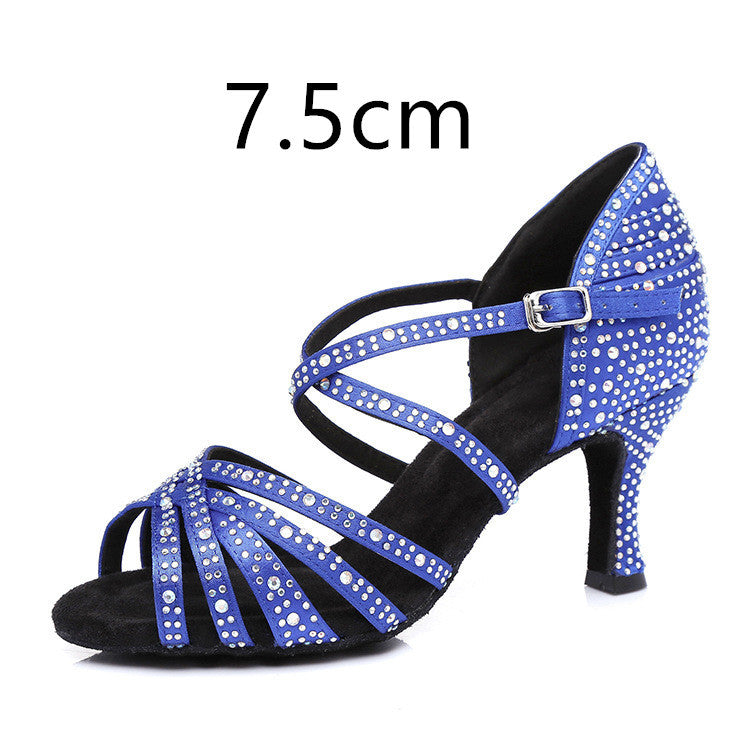 Latin Dance Shoes Hot Drilling Full Drilling Middle Heel