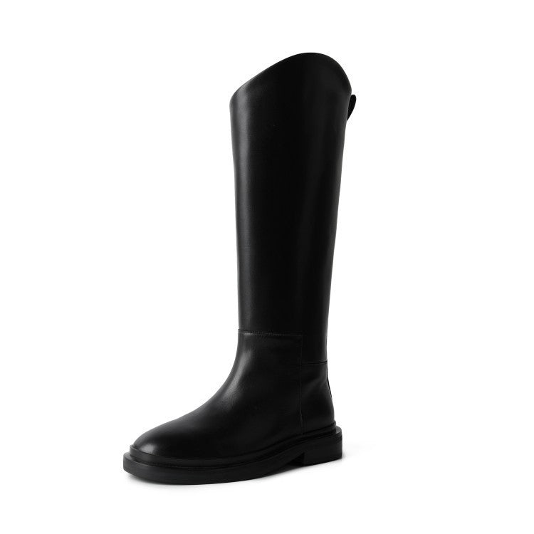 Cowhide Thick-heeled Sleeve Fashion Boots High-heeled Solid Color Ladies Boots