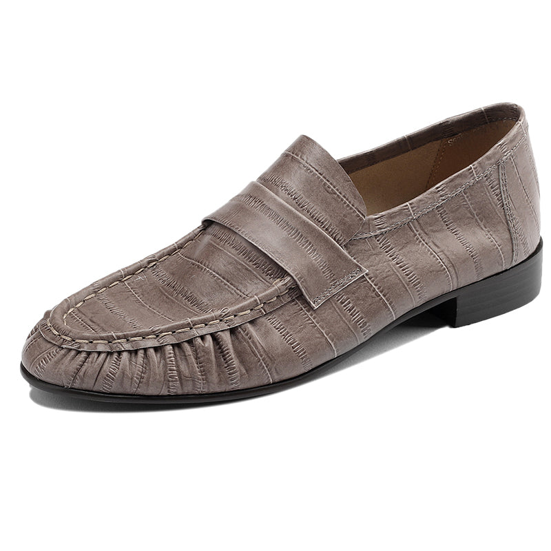 Loafers Women's Casual Pleated Leather Shoes