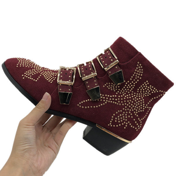 Women's studded plus size short boots