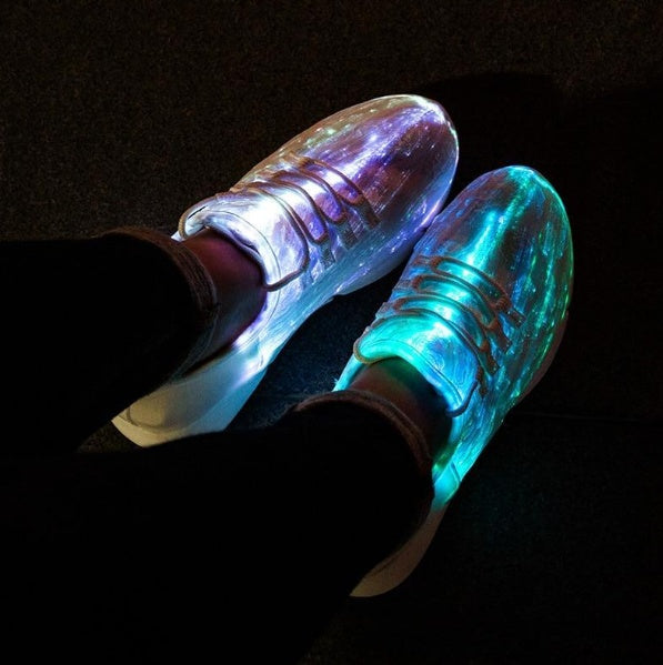 Zapatos LED de fibra óptica, zapatillas brillantes con recarga USB, zapatos iluminados para hombre