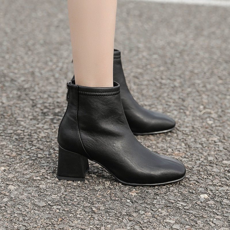 Fashion Female Mid-Heel Thick-Heel White Boots