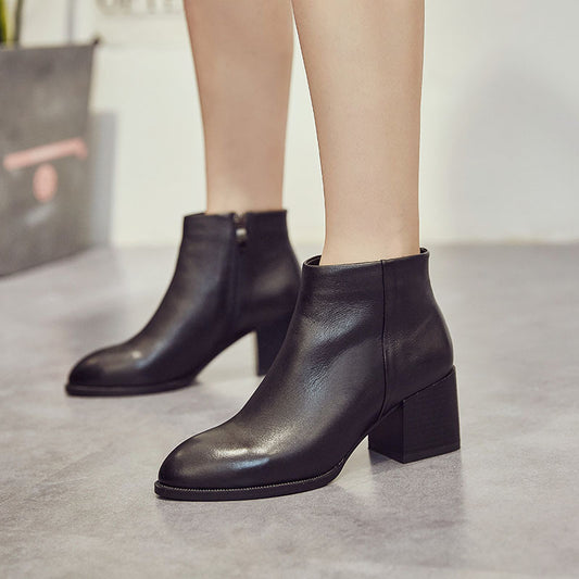 Botas de piel otoño e invierno para mujer 2021 nuevas y botines